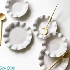 Kitchen & Dining^Coton Colors Signature White Ruffle Dipping Bowl By