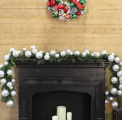 Garlands^Farrisilk Silver Ball Garland, 10'
