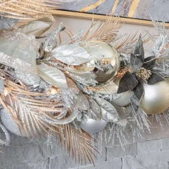 Happy New Year^Farrisilk Silver Matte Ball Ornament, 6"