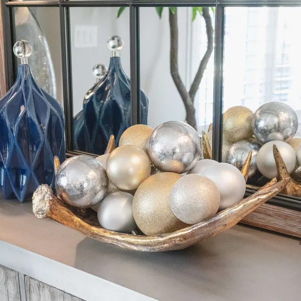 Happy New Year^Farrisilk Silver Matte Ball Ornament, 8"