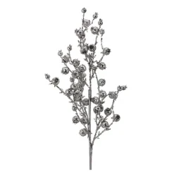 Floral^Regency Silver Metallic Cherry Berry Spray