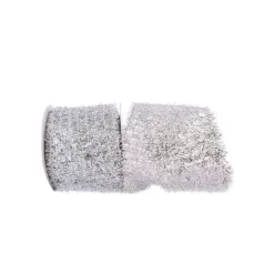 Happy New Year^Reliant Ribbon Silver Tinsel Frizette Ribbon, 5.5" X 10Yd