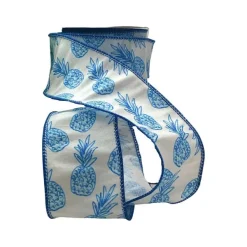 Spring^D. Stevens Sketch Blue Pineapple On White 2.5"X10Yds
