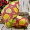 Spring^D. Stevens Sliced Lemons Pink Ribbon, 4" X 10Yd