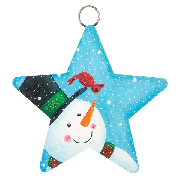 Table Decor^The Round Top Collection Snowman & Curious Cardinal Star Charm