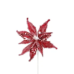 Floral^Liberty Floral Snowy Peppermint Poinsettia Stem