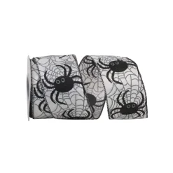 Ribbon^Reliant Ribbon Spider Web Glitter Halloween Ribbon, 2.5