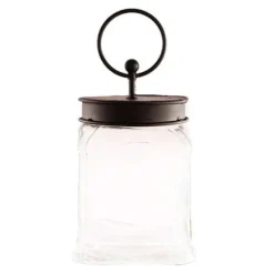 Table Decor^The Round Top Collection Square Glass Jar With Black Lid By