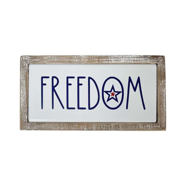Focal Points^Transpac Stars And Stripes Wood Frame Metal Block