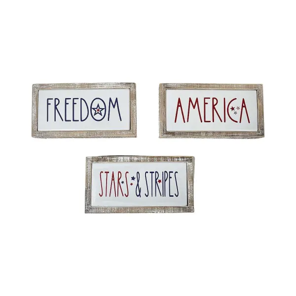 Focal Points^Transpac Stars And Stripes Wood Frame Metal Block