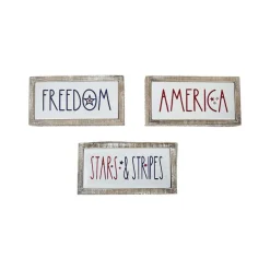 Signs^Transpac Stars And Stripes Wood Frame Metal Block
