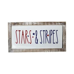 Signs^Transpac Stars And Stripes Wood Frame Metal Block