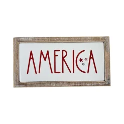 Wall Decor^Transpac Stars And Stripes Wood Frame Metal Block