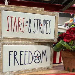 Wall Decor^Transpac Stars And Stripes Wood Frame Metal Block