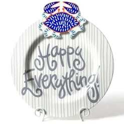 Kitchen & Dining^Happy Everything Stone Skinny Stripe Big Round Platter By !