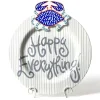 Table Decor^Happy Everything Stone Skinny Stripe Big Round Platter By !