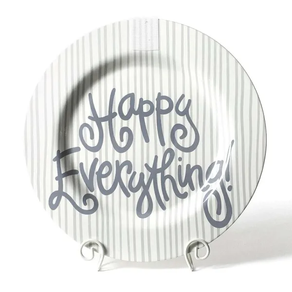 Table Decor^Happy Everything Stone Skinny Stripe Big Round Platter By !