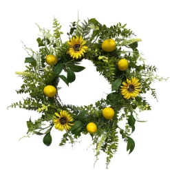 Door Decor^Liberty Floral Sunflower Lemon Mix Lvs Wreath