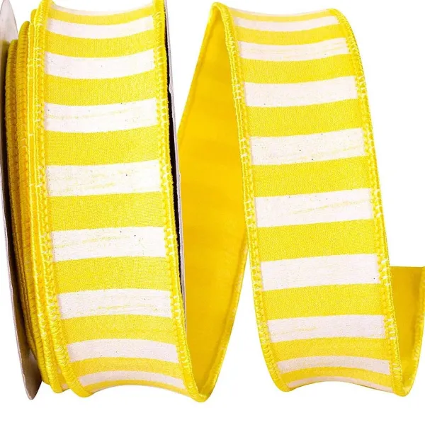 Spring^Reliant Ribbon Sunshine Cabana Horizontal Stripe Ribbon, 1.5" X 10Yd