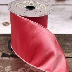 Spring^D. Stevens Taffeta Pink Coral Ribbon, 2.5" X 25Yd