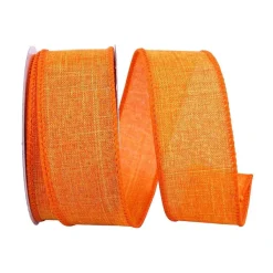 Spring Ribbon^Reliant Ribbon Tangerine Linen Ribbon, 1.5" X 10Yd