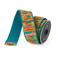 Ribbon^Farrisilk Teal Groovy Loom Ribbon, 2.5" X 5Yd