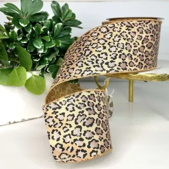 Ribbon^Farrisilk Trendy Cheetah Blush Ribbon