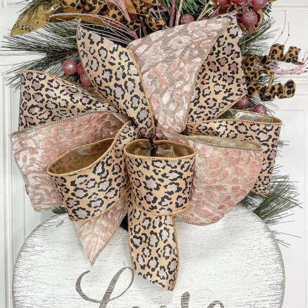 Ribbon^Farrisilk Trendy Cheetah Blush Ribbon