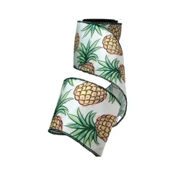 Ribbon^D. Stevens Tropical Pineapple On White Ribbon 4