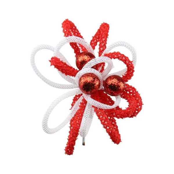 Floral^Craig Bachman Tubing, Glittered Ball Pick In Red & White