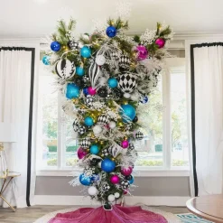 Spring^Farrisilk Turquoise Glitter Ball Ornament, 4"