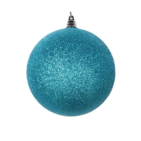 Spring^Farrisilk Turquoise Glitter Ball Ornament, 4"