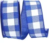 Spring^Reliant Ribbon Twill Check Royal Linen Ribbon, 1.5" X 10Yd