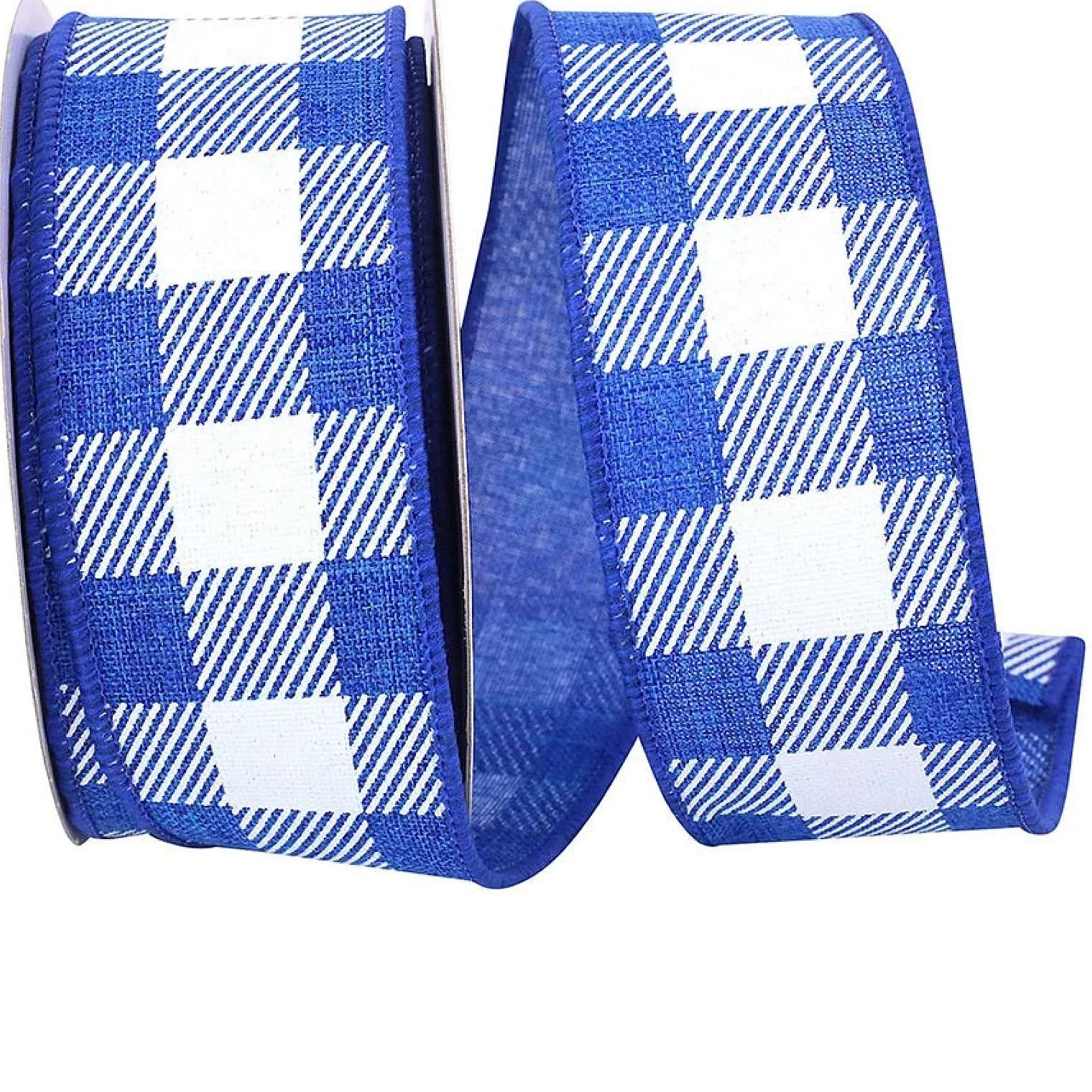 Ribbon^Reliant Ribbon Twill Check Royal Linen Ribbon, 1.5" X 10Yd