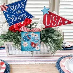 Pot Stakes^The Round Top Collection Usa & Stars Stripes Pennants