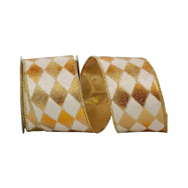 Ribbon^Reliant Ribbon Velvet Gold Diamond Glitz Ribbon, 2.5"X10Yd