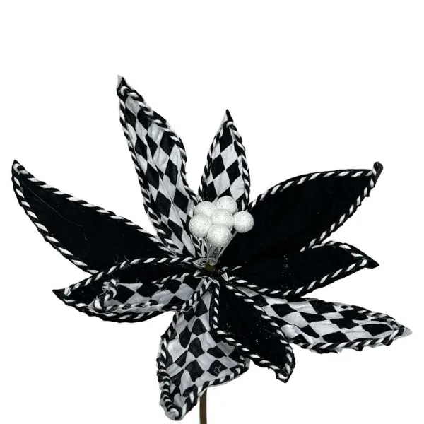 Floral^LIBERTY FLORAL Velvet Harlequin Poinsettia Stem