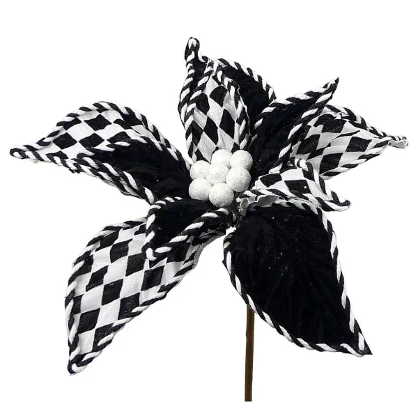 Floral^LIBERTY FLORAL Velvet Harlequin Poinsettia Stem