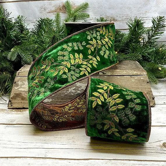 Ribbon^D. Stevens Vine Green Embroidery Ribbon, 4" X 5"Yd