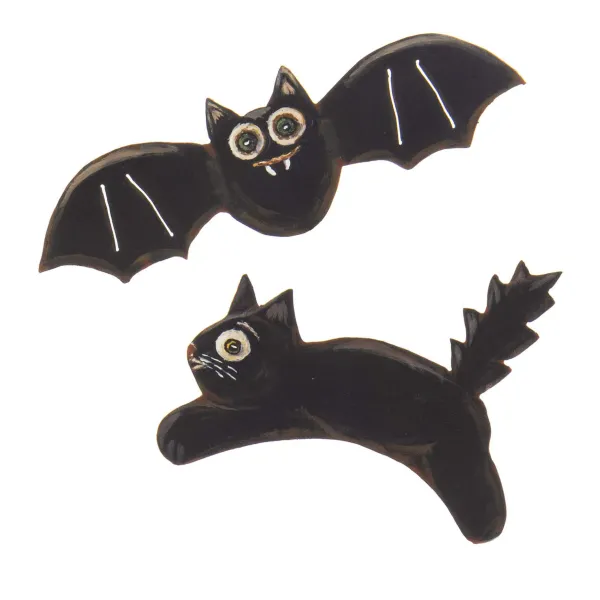 Table Decor^The Round Top Collection Vintage Bat And Cat Magnet