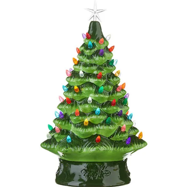 Table Decor^RAZ Vintage Lighted Tree With Timer, 17"
