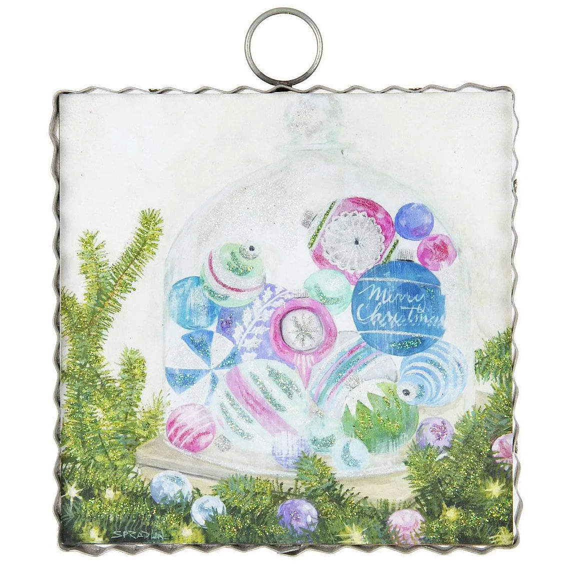 Wall Decor^The Round Top Collection Vintage Ornament In Glass Dome Print Mini Gallery Art