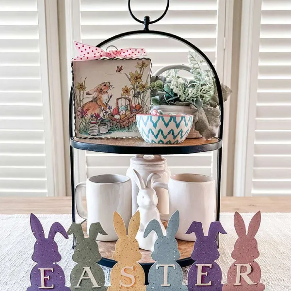 Home Accents^The Round Top Collection Vintage Pastel Bunny Centerpiece
