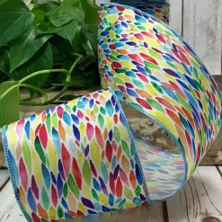 Spring Ribbon^D. Stevens Watercolor Petal Ribbon 4"X10Yds