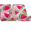 Spring Ribbon^Reliant Ribbon Watermelon Slices Linen Ribbon, 2.5" X 10Yd