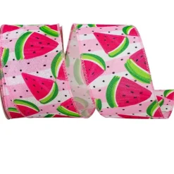 Spring^Reliant Ribbon Watermelon Slices Linen Ribbon, 2.5" X 10Yd
