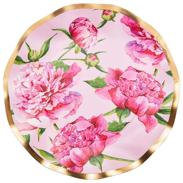 Kitchen & Dining^Sophistiplate Wavy Dinner Plate, Pink Peonies