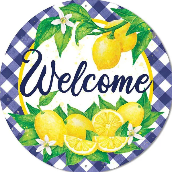Wall Decor^Craig Bachman Welcome Lemons With Check Border Sign