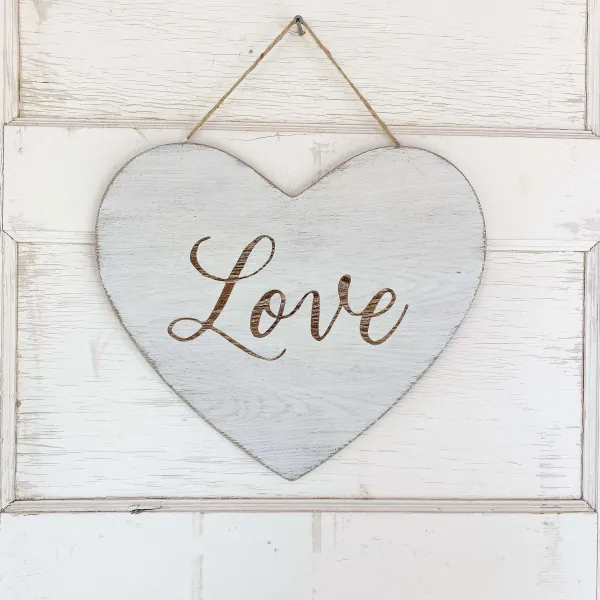 Signs^Burton & Burton White Hanging Love Heart