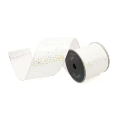 Spring Ribbon^Farrisilk White Iridescent Cheetah Ribbon, 4" X 5Yd